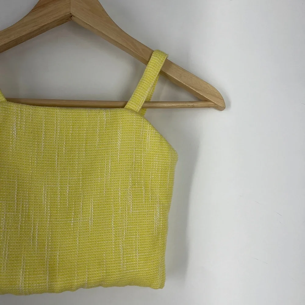 Truce Kids Yellow Textured Tweed 2-Piece Set Cropped Cami and Flare Pants Size S